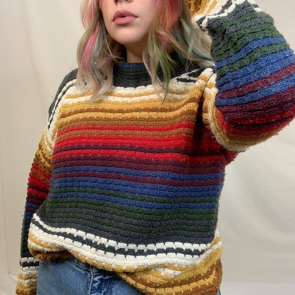 American Vintage Sweaters - Striped 70s vibe mock neck knit sweater